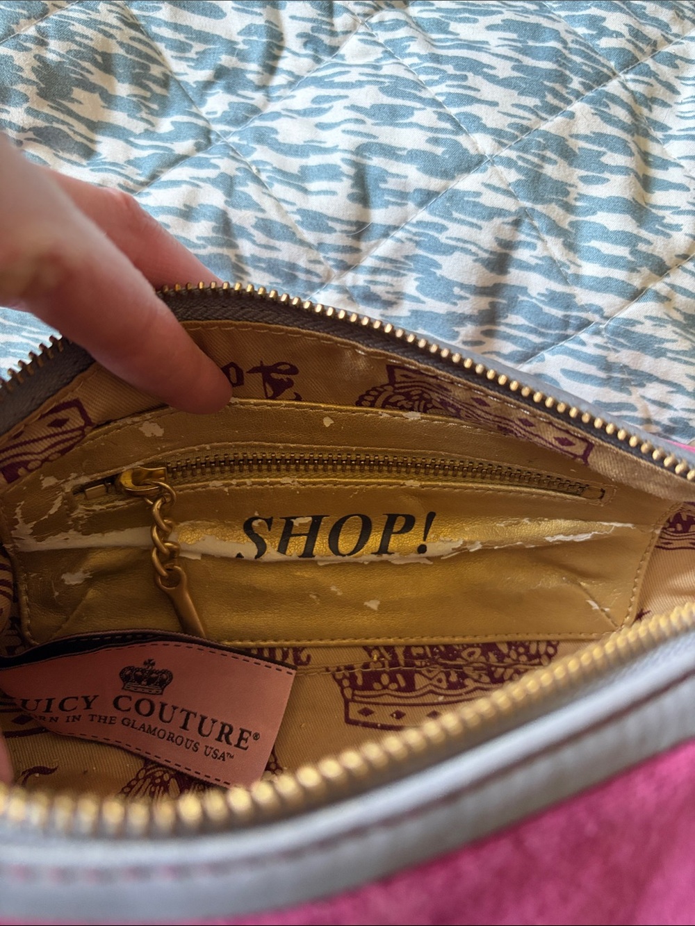 Vintage Juicy Couture Plush Velour Burgundy Barrel Bag with Chain Strap - Picture 7 of 10